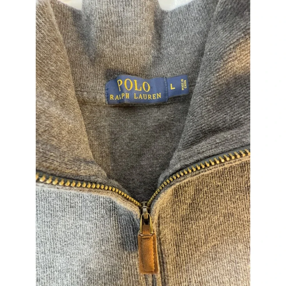 Polo Ralph Lauren Sweater Men's L Gray 1/4 Zip Cotton Pullover Preppy Classic